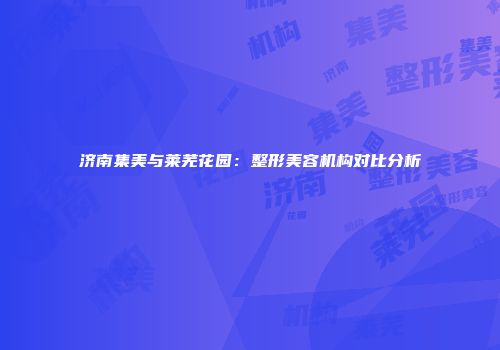 济南集美与莱芜花园：整形美容机构对比分析