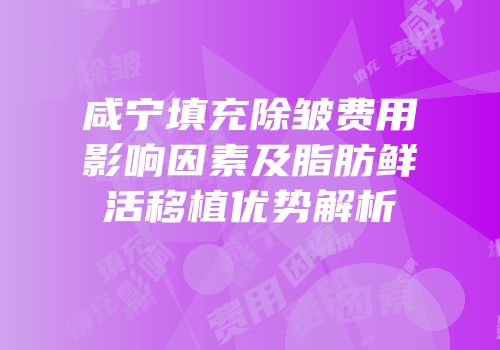 咸宁填充除皱费用影响因素及脂肪鲜活移植优势解析