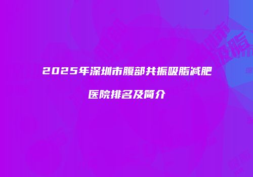 2025年深圳市腹部共振吸脂减肥医院排名及简介