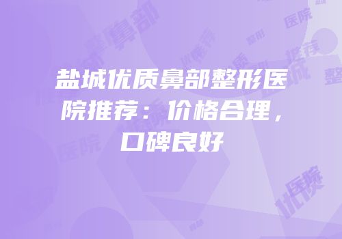 盐城优质鼻部整形医院推荐：价格合理，口碑良好