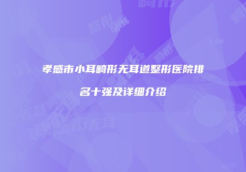 孝感市小耳畸形无耳道整形医院排名十强及详细介绍