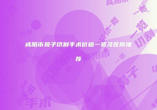 咸阳市鼻子切割手术价格一览及医院推荐