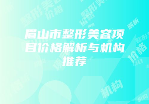 眉山市整形美容项目价格解析与机构推荐