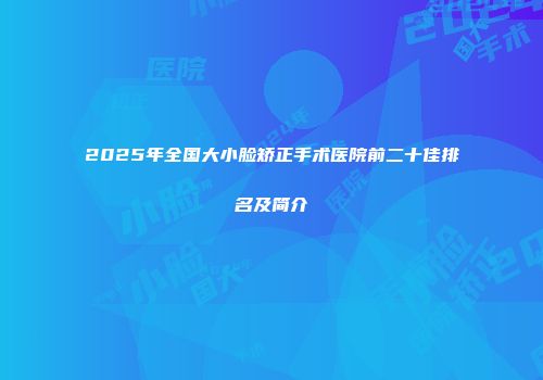2025年全国大小脸矫正手术医院前二十佳排名及简介