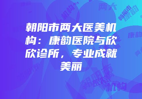 朝阳市两大医美机构：康韵医院与欣欣诊所，专业成就美丽