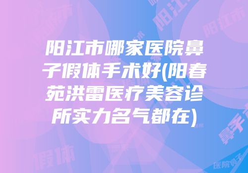 阳江市哪家医院鼻子假体手术好(阳春苑洪雷医疗美容诊所实力名气都在)