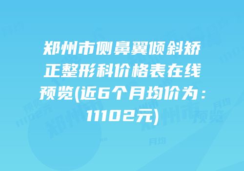 郑州市侧鼻翼倾斜矫正整形科价格表在线预览(近6个月均价为：11102元)