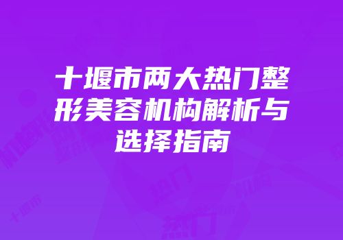 十堰市两大热门整形美容机构解析与选择指南