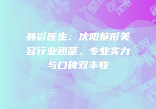 聂影医生：沈阳整形美容行业翘楚，专业实力与口碑双丰收