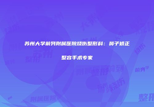 苏州大学前列附属医院烧伤整形科：鼻子矫正整容手术专家