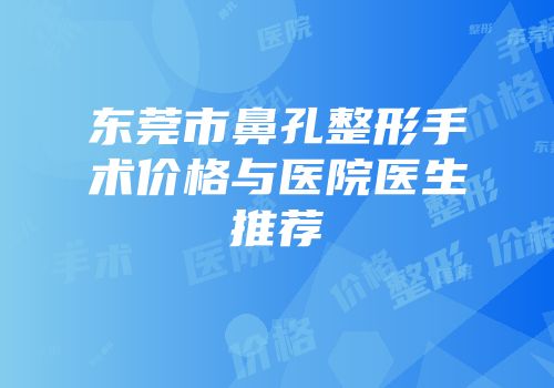 东莞市鼻孔整形手术价格与医院医生推荐