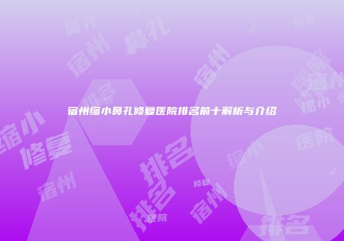 宿州缩小鼻孔修复医院排名前十解析与介绍