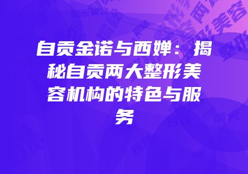 自贡金诺与西婵：揭秘自贡两大整形美容机构的特色与服务