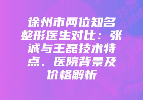 徐州市两位知名整形医生对比：张诚与王磊技术特点、医院背景及价格解析