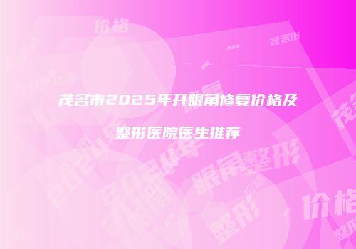 茂名市2025年开眼角修复价格及整形医院医生推荐