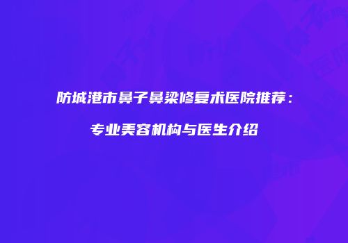 防城港市鼻子鼻梁修复术医院推荐：专业美容机构与医生介绍
