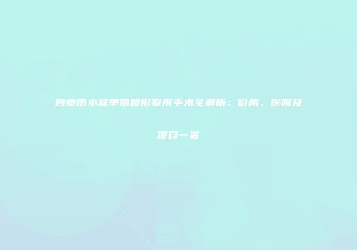 自贡市小耳单侧畸形整形手术全解析：价格、医院及项目一览