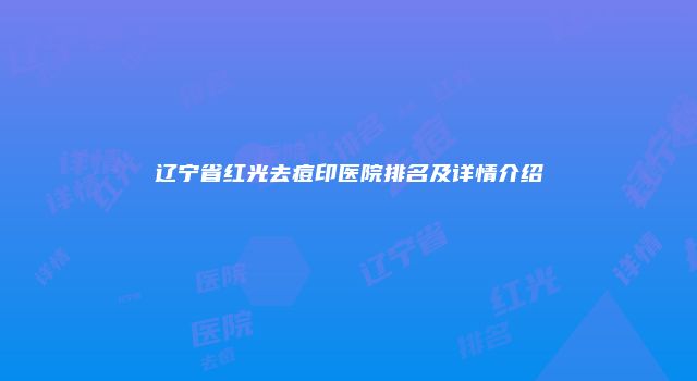 辽宁省红光去痘印医院排名及详情介绍