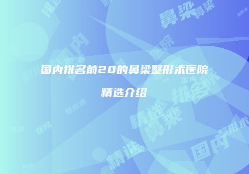 国内排名前20的鼻梁整形术医院精选介绍