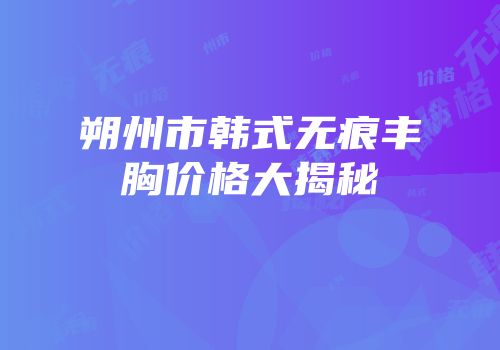 朔州市韩式无痕丰胸价格大揭秘