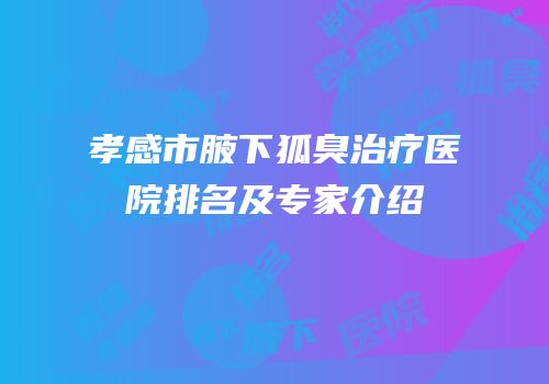 孝感市腋下狐臭治疗医院排名及专家介绍