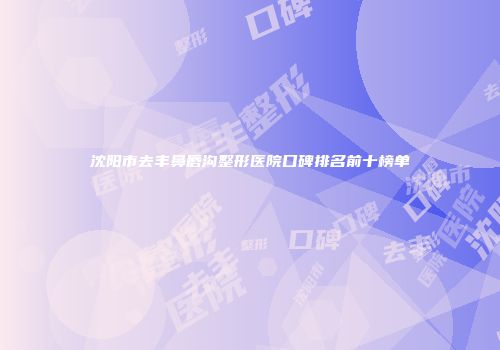 沈阳市去丰鼻唇沟整形医院口碑排名前十榜单