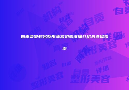自贡两家知名整形美容机构详细介绍与选择指南