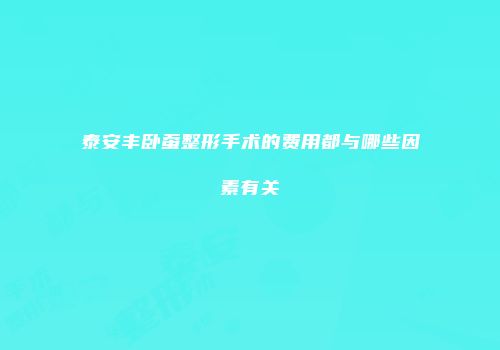 泰安丰卧蚕整形手术的费用都与哪些因素有关