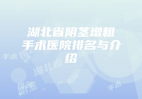 湖北省阴茎增粗手术医院排名与介绍