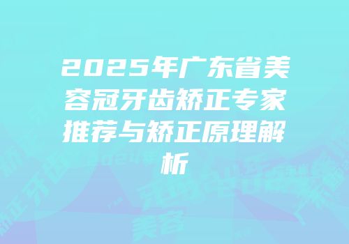2025年广东省美容冠牙齿矫正专家推荐与矫正原理解析