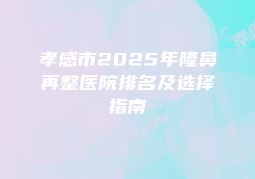 孝感市2025年隆鼻再整医院排名及选择指南