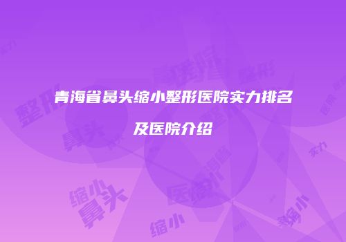 青海省鼻头缩小整形医院实力排名及医院介绍