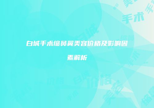 白城手术缩鼻翼美容价格及影响因素解析