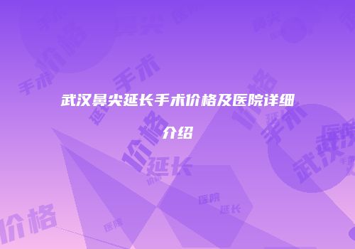 武汉鼻尖延长手术价格及医院详细介绍