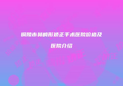 铜陵市鼻畸形矫正手术医院价格及医院介绍
