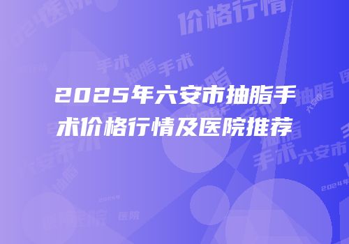 2025年六安市抽脂手术价格行情及医院推荐