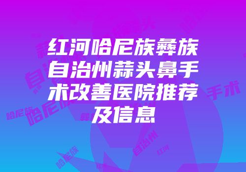 红河哈尼族彝族自治州蒜头鼻手术改善医院推荐及信息