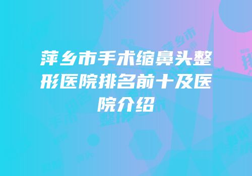 萍乡市手术缩鼻头整形医院排名前十及医院介绍