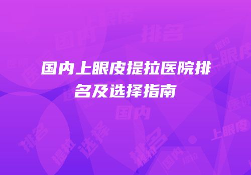 国内上眼皮提拉医院排名及选择指南