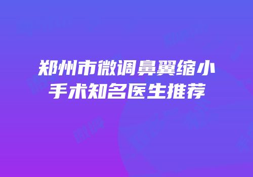 郑州市微调鼻翼缩小手术知名医生推荐