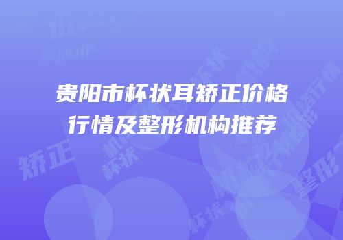 贵阳市杯状耳矫正价格行情及整形机构推荐