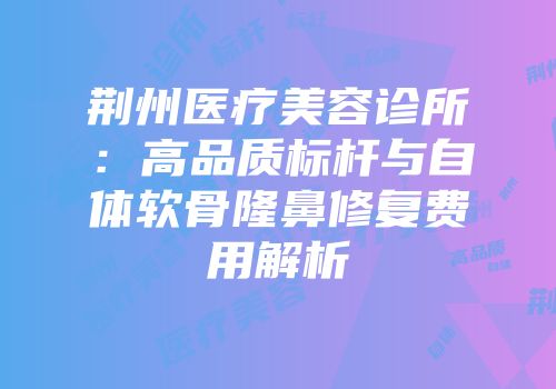 荆州医疗美容诊所：高品质标杆与自体软骨隆鼻修复费用解析