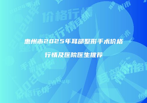 惠州市2025年耳部整形手术价格行情及医院医生推荐