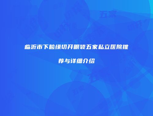 临沂市下睑缘切开眼袋五家私立医院推荐与详细介绍