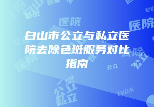 白山市公立与私立医院去除色斑服务对比指南