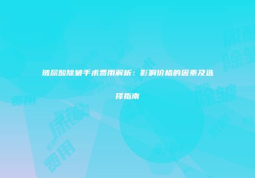 玻尿酸除皱手术费用解析：影响价格的因素及选择指南