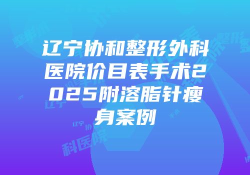 辽宁协和整形外科医院价目表手术2025附溶脂针瘦身案例