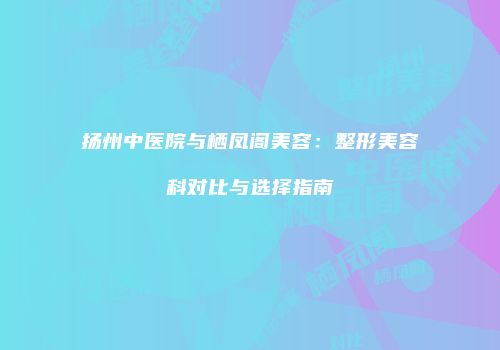 扬州中医院与栖凤阁美容：整形美容科对比与选择指南