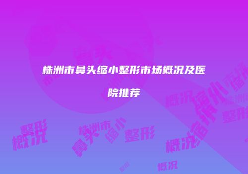 株洲市鼻头缩小整形市场概况及医院推荐