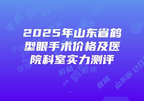 2025年山东省鹤型眼手术价格及医院科室实力测评